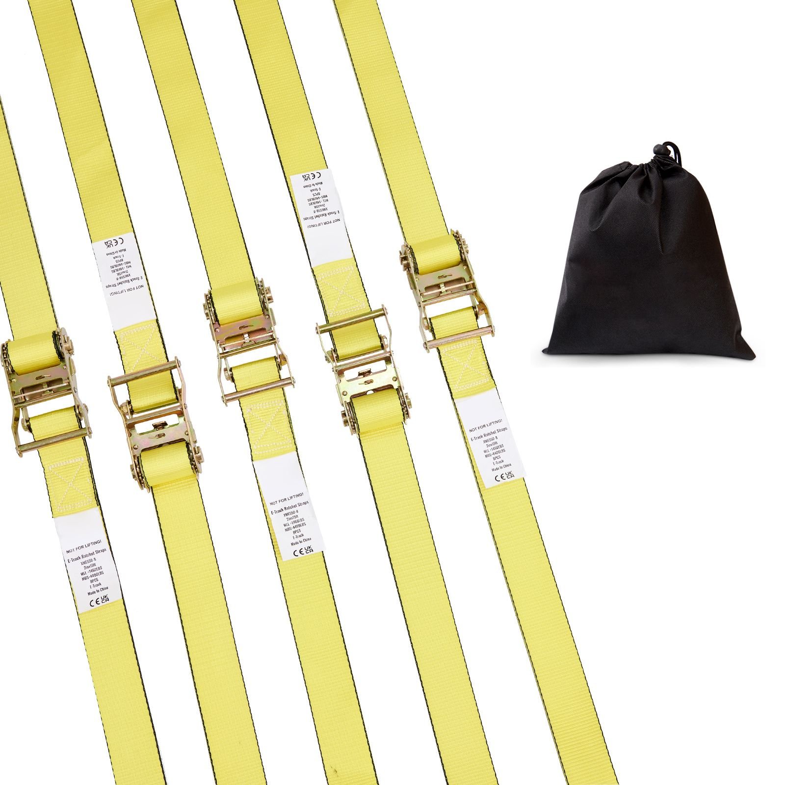 ratchet tie down straps (8pk), 4400 lb break strength, e track endless ratchet with 8 premium 2" x 15' rachet tie downs heavy duty, for moving securing cargo, appliances, lawn equipment