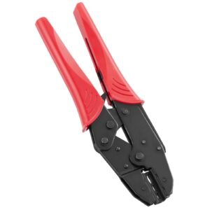 ratcheting crimping tool set for insulated electrical connectors awg22 10 with wire stripper and 210pcs heat shrink tubes labor saving ratcheting wire crimp pliers
