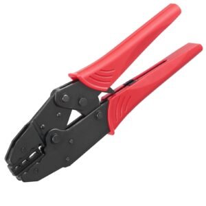 ratcheting crimping tool set for insulated electrical connectors awg22 10 with wire stripper and 210pcs heat shrink tubes labor saving ratcheting wire crimp pliers