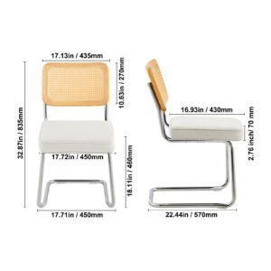 rattan dining chairs set of 2, mid century modern dining chair, upholstered velvet accent chair with rattan back, retro dining room kitchen chair for living room, bedroom, office (18.1 inch)
