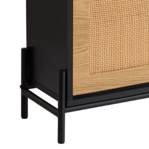 rattan shoe cabinet, narrow shoe storage organizer with 4 flip drawers, slim shoe entryway storage cabinet with metal legs, ideal for entryway, closet, hallway, light wood color