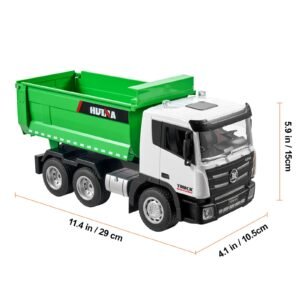 rc dump truck toy, 9 channel 1:18 scale, remote control dump truck rc construction vehicle truck toy with light & 2 rechargeable batteries birthday gift for toddlers kids boys and girls age 8+