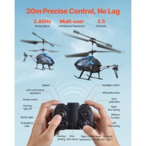 rc helicopter, 2.4ghz flying remote control helicopter, 3.5 channel rc airplane for kid, 16 mins flight time, altitude hold, one key takeoff/landing & led lights, toys for kids ages 8 and up