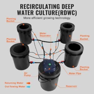 rdwc hydroponics system recirculating deep water culture 4 buckets 5 gal