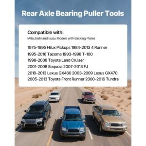 rear axle bearing puller tool, compatible with 1998 2008 toyota land cruiser, 1995 2016 tacoma 1993 1998 t 100, rear axle shaft bearing puller for mitsubishi and isuzu models with backing plates