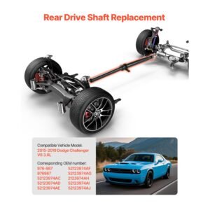 rear drive shaft, 71.7" 73.2" prop shaft driveshaft assembly compatible with 2015 2019 dodge challenger v6 3.6l, replace #976 987 976987 52123974ac 52123974ad 52123974ae 52123974af