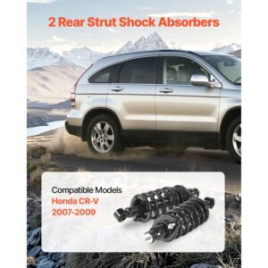 rear shock absorber strut assembly, 2pcs shock and strut assembly with coil spring, compatible with 2007 2009 honda cr v models, automotive replacement struts for oe 172497l 172497r