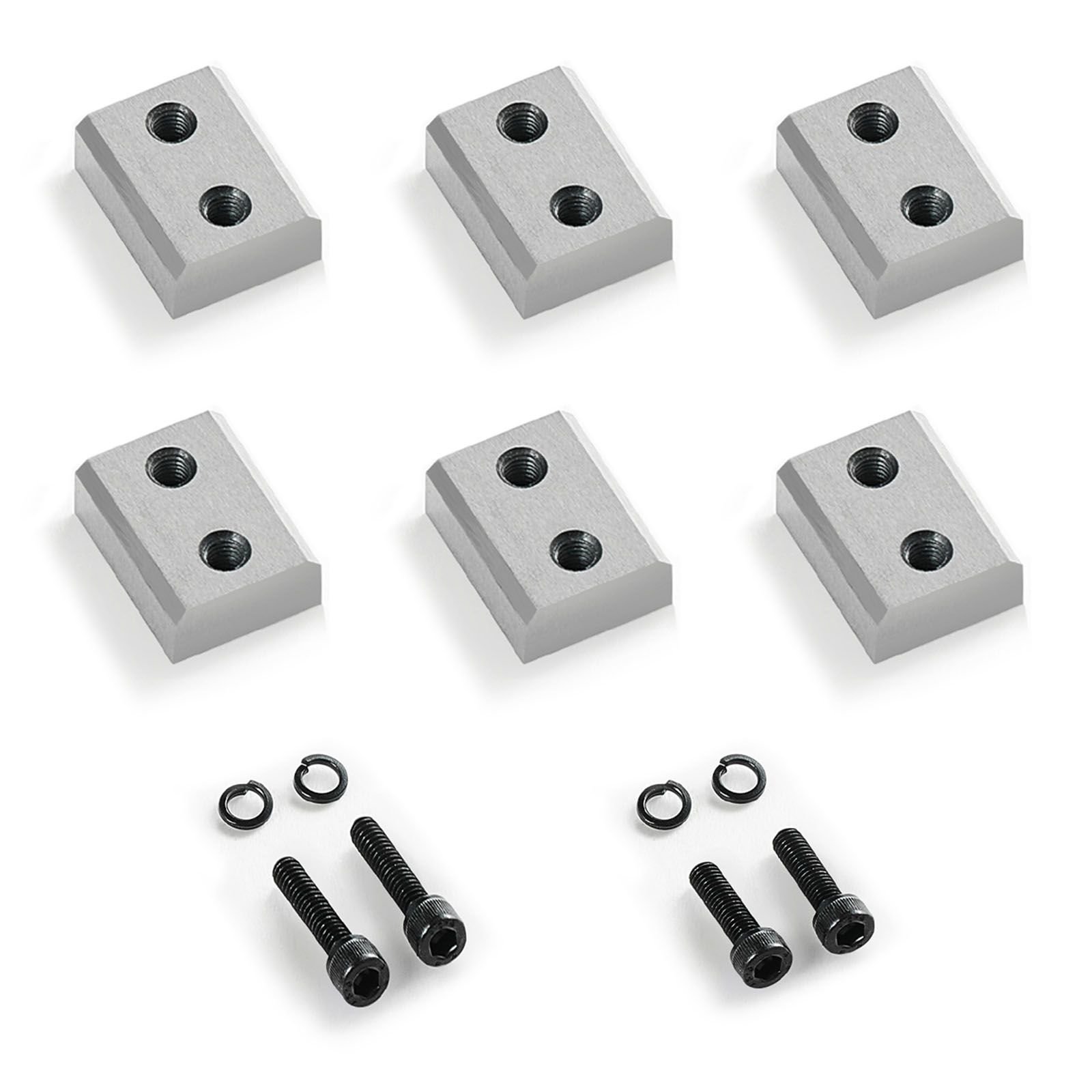 rebar cutter blades, 6 pcs replacement jaw blades for 7/8inch 22mm #7 electric rebar cutter, double sided, cr12mov high hardness steel, fast efficient with screws and spring washer, silver