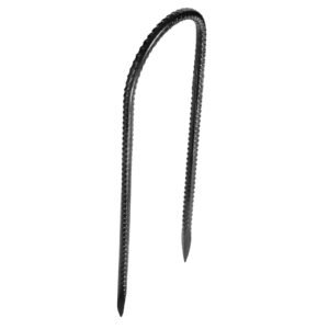 Rebar Stakes, 12-Inch, Heavy-Duty 0.32 in Diameter U Shape, Galvanized Steel Ground Anchors with Chisel Point End & Rust-Resistant Coating, for Gardening Support, Fence, Camping Tents (8-Pack)