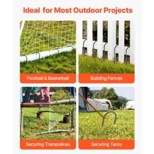 rebar stakes, 12 inch, heavy duty 0.32 in diameter u shape, galvanized steel ground anchors with chisel point end & rust resistant coating, for gardening support, fence, camping tents (8 pack)