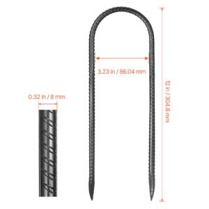 rebar stakes, 12 inch, heavy duty 0.32 in diameter u shape, galvanized steel ground anchors with chisel point end & rust resistant coating, for gardening support, fence, camping tents (8 pack)