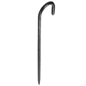 rebar stakes, 16 inch, heavy duty 0.4 in diameter j hook, galvanized steel ground anchors with chisel point end & rust resistant coating, for gardening support, fence, camping tents (16 pack)