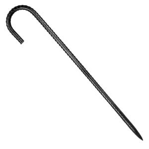 Rebar Stakes, 16-Inch, Heavy-Duty 0.4 in Diameter J Hook, Galvanized Steel Ground Anchors with Chisel Point End & Rust-Resistant Coating, for Gardening Support, Fence, Camping Tents (24-Pack)
