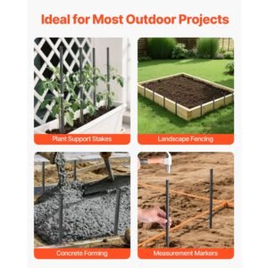 rebar stakes, 24 inch, heavy duty 0.47 in diameter, straight galvanized steel ground anchors with chisel point end & rust resistant coating, for gardening support, fence, camping tents (20 pack)