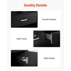 reception desk, 47 inch rectangular front counter table, office reception counter with lockable drawer and storage cabinet, for checkout, lobby, beauty salon and office, black