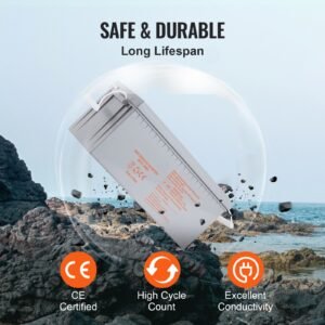 rechargeable agm marine battery, 12v 200 ah, designed for rv solar marine off grid use, ups backup, with a self discharge rate, 1400a current
