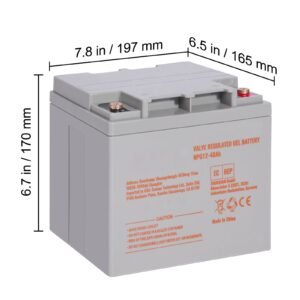 rechargeable agm marine battery, 12v 40ah, with 400a discharge current, ideal for mobility scooters, electric wheelchairs, go karts, and e bikes