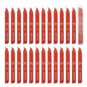 reciprocating saw blades, 25 pack, 14/18 tpi bi metal reciprocating saw blade set with universal shank, sharp teeth for fast and smooth cuts, for cutting 1/8 5/16 inch medium metals, orange