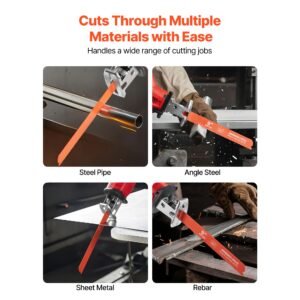 reciprocating saw blades, 25 pack, 14/18 tpi bi metal reciprocating saw blade set with universal shank, sharp teeth for fast and smooth cuts, for cutting 1/8 5/16 inch medium metals, orange