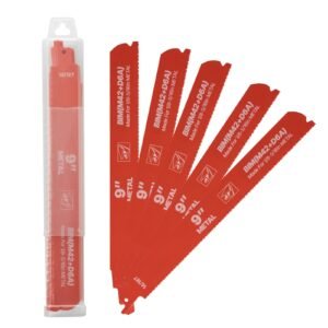 reciprocating saw blades, 25 pack, 14/18 tpi bi metal reciprocating saw blade set with universal shank, sharp teeth for fast and smooth cuts, for cutting 1/8 5/16 inch medium metals, orange
