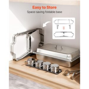 rectangle chafing dish, 9 qt 2 pack stainless steel chafing dish, food warmer chafer complete set with hollow handle, 1 food tongs, lid, fuel holder, chafer dishes for banquet party wedding