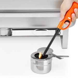 rectangle chafing dish, 9 qt 4 pack stainless steel chafing dish, food warmer chafer complete set with hollow handle, 2 food tongs, lid, fuel holder, chafer dishes for banquet party wedding