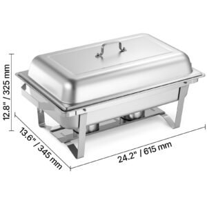 rectangle chafing dish, 9 qt 4 pack stainless steel chafing dish, food warmer chafer complete set with hollow handle, 2 food tongs, lid, fuel holder, chafer dishes for banquet party wedding