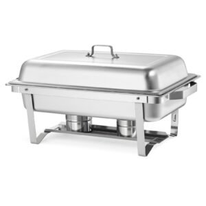 rectangle chafing dish, 9 qt 4 pack stainless steel chafing dish, food warmer chafer complete set with hollow handle, 2 food tongs, lid, fuel holder, chafer dishes for banquet party wedding