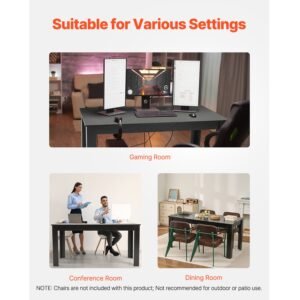 rectangle dining table, 63 inch length large wood tables for 4 6 person, modern dinner furniture, conference desk supporting for 330lbs, for home kitchen living room, black(only table)