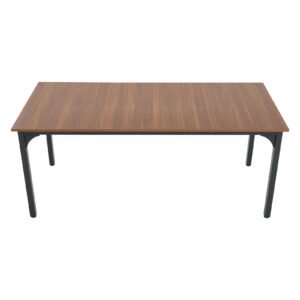 rectangle dining table, 71 inch length large wood tables for 6 8 person, farmhouse dinner furniture, rustic conference desk with iron legs, for home kitchen living room, brown(only table)