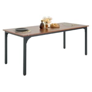 Rectangle Dining Table, 71 inch Length Large Wood Tables for 6-8 Person, Farmhouse Dinner Furniture, Rustic Conference Desk with Iron Legs, for Home Kitchen Living Room, Brown(Only Table)