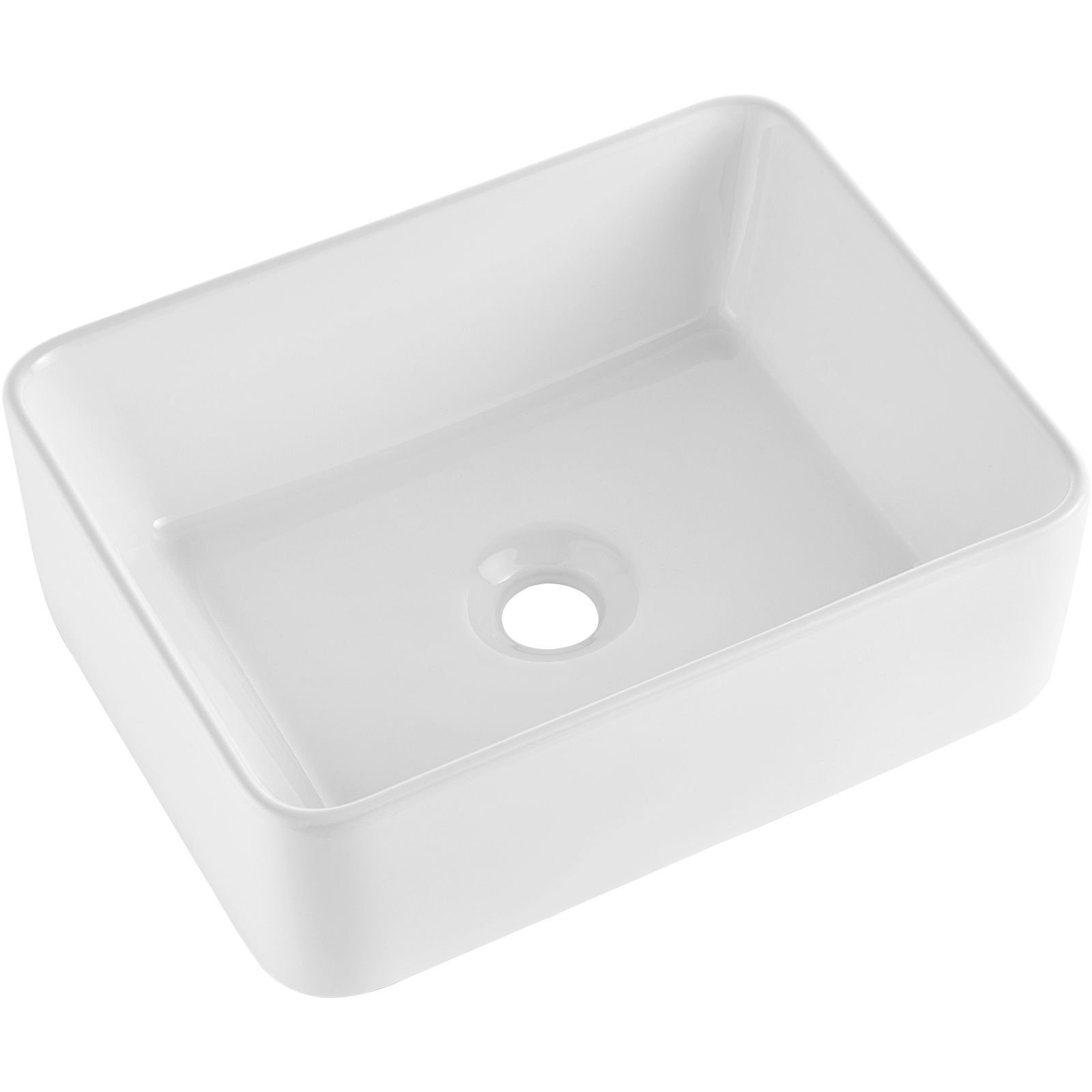 rectangle vessel sink, 16" x 12" bathroom vessel sink countertop, white ceramic bathroom sinks above counter, modern style, bright and elegant, well packaged for bathroom, hotel, toilet, rv