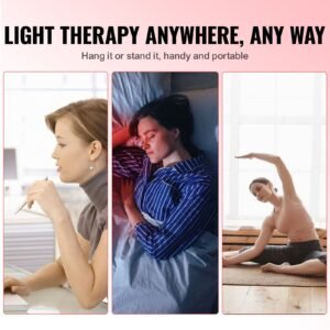 red light therapy for body face, 60 dual chip leds, red 660nm & near infrared 850nm combo, high power red light therapy panel for recovery, pain relief, wound healing, skin health, 80w