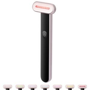 red light therapy wand for face, 7 color led facial wand red light therapy device with heatig therapy| microcurrent vibrating massage, portable led beauty wand for face, neck