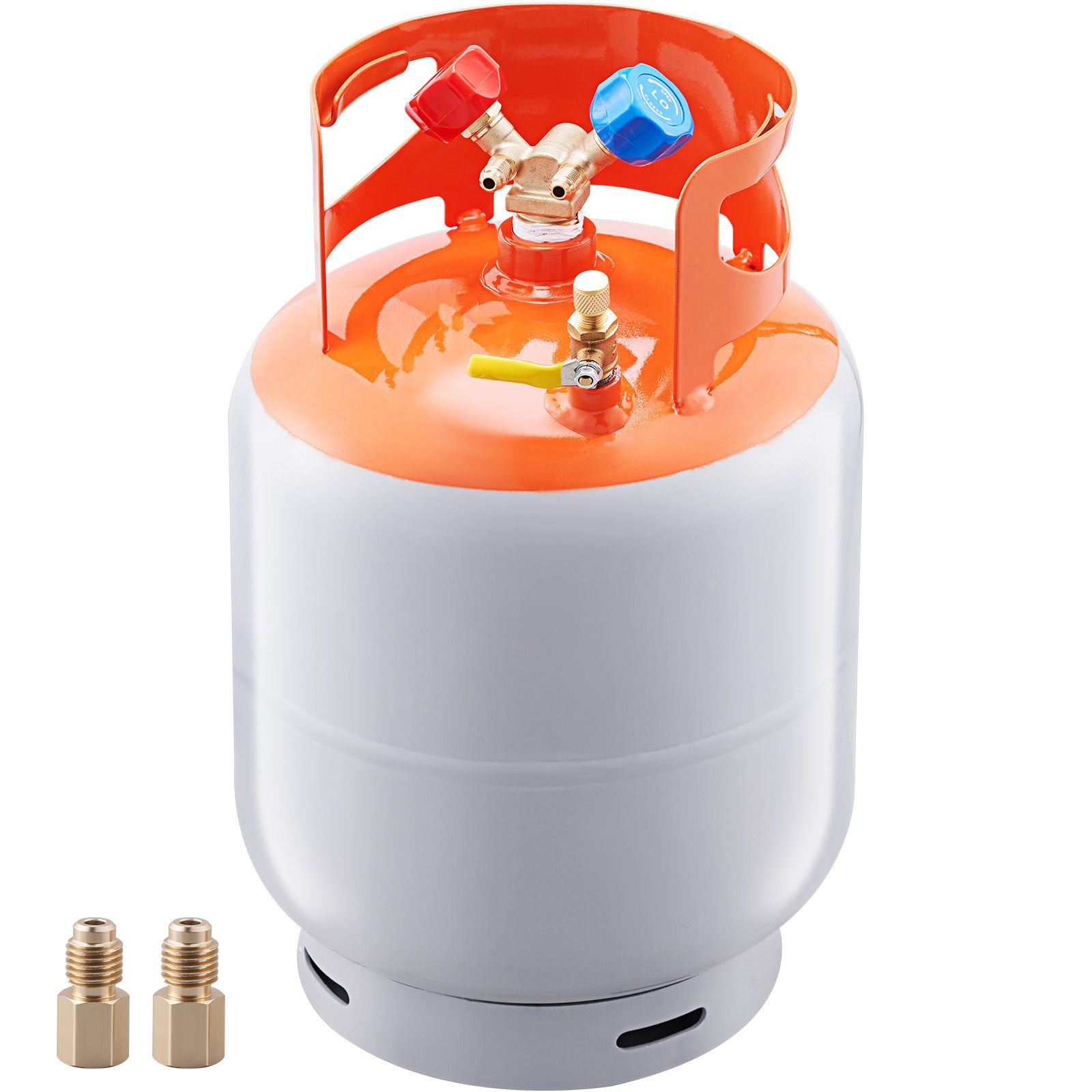 refrigerant recovery tank, 30 lbs capacity, 400 psi portable cylinder tank with y valve for liquid/vapor, high sealing recovery can for r22/r134a/r410a, orange+gray