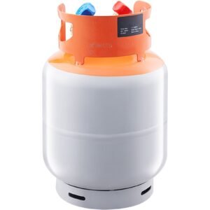 refrigerant recovery tank, 50 lbs capacity, 400 psi portable cylinder tank with y valve for liquid/vapor, high sealing recovery can for r22/r134a/r410a, orange+gray