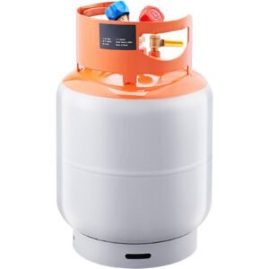refrigerant recovery tank, 50 lbs capacity, 400 psi portable cylinder tank with y valve for liquid/vapor, high sealing recovery can for r22/r134a/r410a, orange+gray