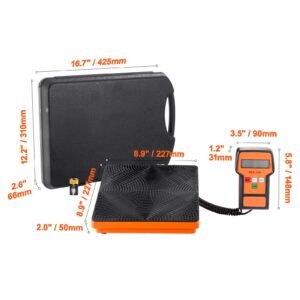 refrigerant scale 110 lbs havc charging recovery freon scale, with wired remote control, 2g high precision electronic digital recovery weight scale with case and dry battery