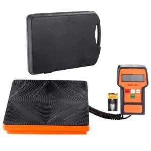 refrigerant scale 110 lbs havc charging recovery freon scale, with wired remote control, 2g high precision electronic digital recovery weight scale with case and dry battery