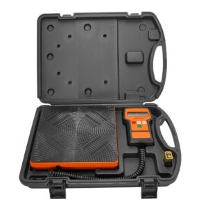 refrigerant scale 110 lbs havc charging recovery freon scale, with wired remote control, 2g high precision electronic digital recovery weight scale with case and dry battery