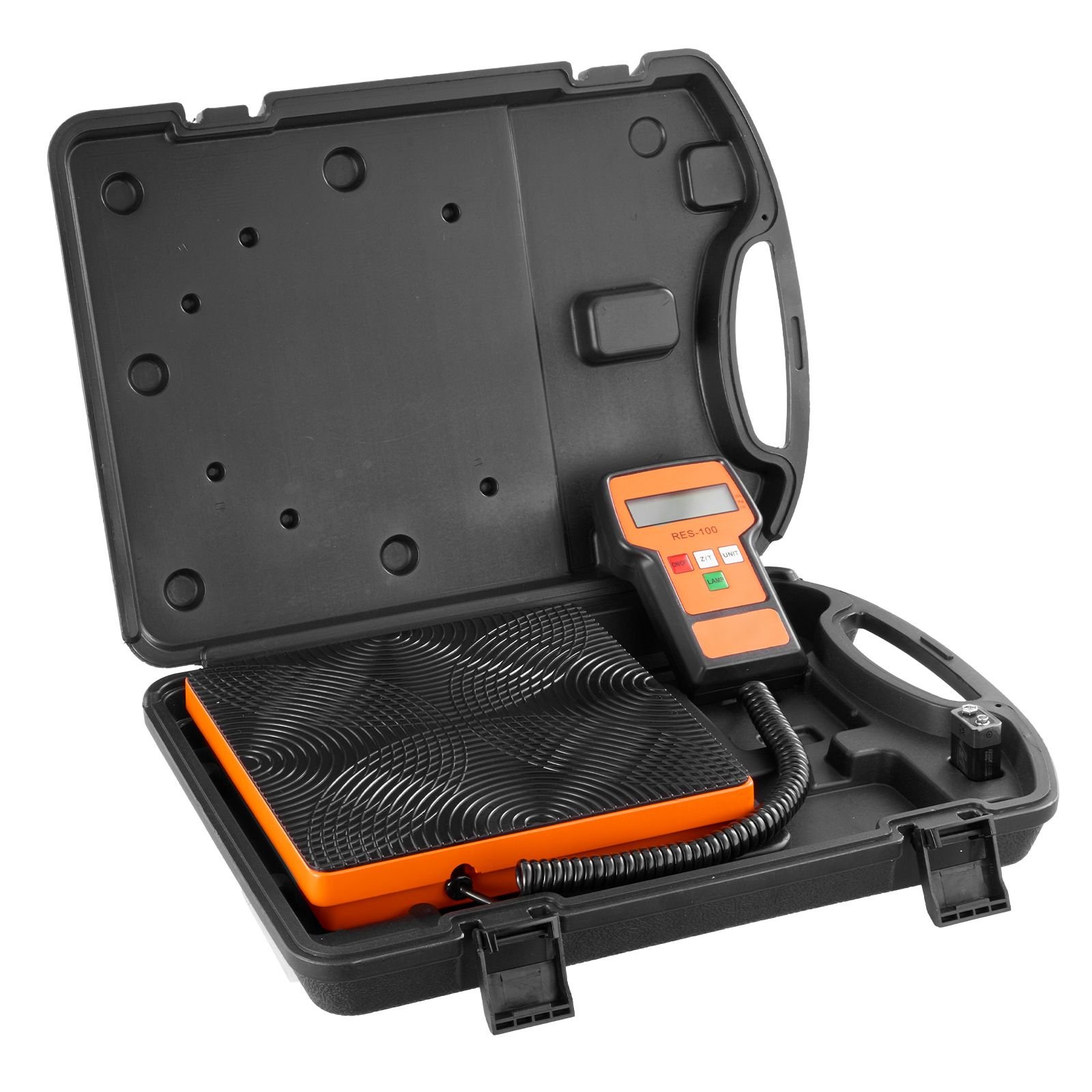 refrigerant scale 110 lbs havc charging recovery freon scale, with wired remote control, 2g high precision electronic digital recovery weight scale with case and dry battery
