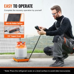 refrigerant scale 220 lbs havc charging recovery freon scale, with wired remote control, 5g high precision electronic digital recovery weight scale with case and dry battery