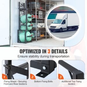 refrigerant tank rack, with 1 x 50lb, 2 x 30lb and other 3 small bottle tanks, cylinder tank rack 15.55x12.99x49.8 in, refrigerant cylinder rack and holders for freon, gases, oxygen, nitrogen