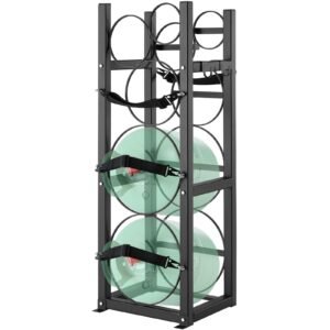 refrigerant tank rack, with 2 x 30lbs and other 3 small bottle tanks, cylinder tank rack 12.79x12.99x47.12 in, refrigerant cylinder rack and holders for freon, gases, oxygen, nitrogen