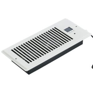 register booster fan, quiet vent booster fan fits 4' x 10' register holes, with remote control and thermostat control, adjustable speed for heating cooling smart vent, white