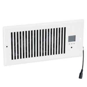 register booster fan, quiet vent booster fan fits 4' x 10' register holes, with remote control and thermostat control, adjustable speed for heating cooling smart vent, white