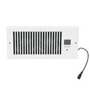 register booster fan, quiet vent booster fan fits 4' x 10' register holes, with remote control and thermostat control, adjustable speed for heating cooling smart vent, white