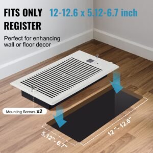register booster fan, quiet vent booster fan fits 6 x 12 inch holes, with remote control and thermostat control, adjustable speed for heating cooling smart vent, white