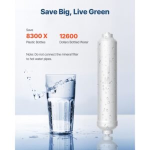 remineralization filter, 1100 gallons remineralization water filter replacement, 1/4" quick connect mineral filter, restore essential minerals for water purifier, under sink water filter system