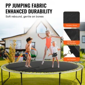 replacement trampoline mat, jumping mat fits 14ft frame, universal jumping mat for 14ft round trampoline, reinforce uv resistant mat with spring tool & durable v rings, fit 6.5" 7" spring length